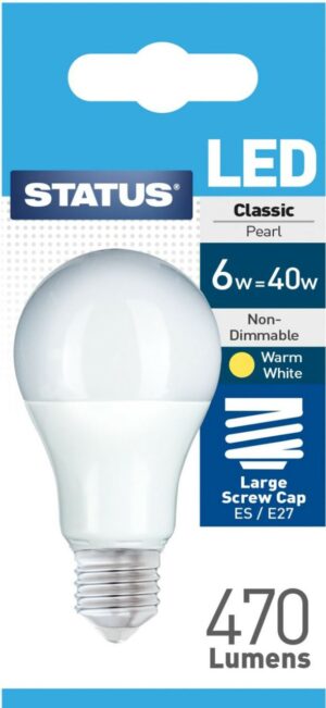 Status GLS LED 6W Pearl Edison Screw