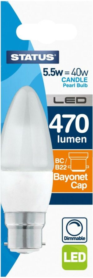 Candle LED 5.5W Pearl BC Dimmable