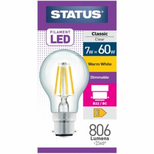 Status BC 7w Filament LED Dimmable GLS
