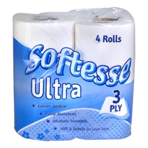 Softesse 3 Ply Ultra White Toilet Rolls 4 Pack