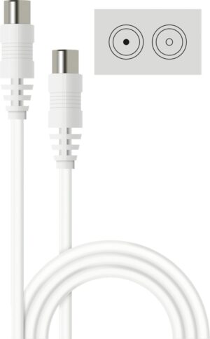 2m Coaxial Plug to Coaxial Socket