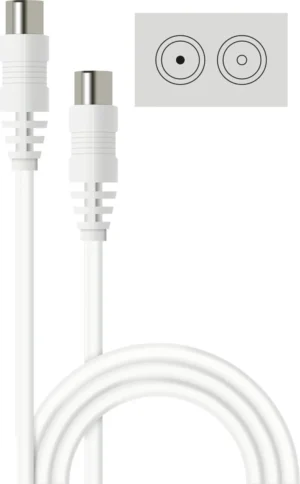 2m Coaxial Plug to Coaxial Socket