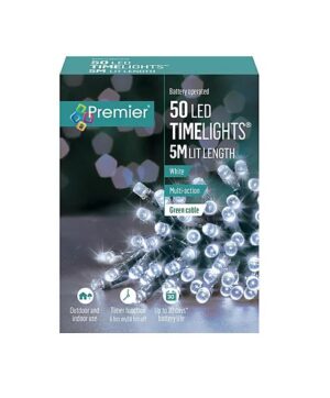 Premier 50 White Battery Operated Time Lights 5M
