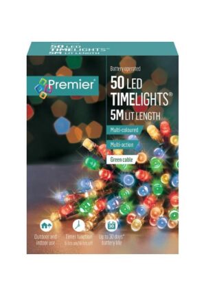 Premier 50 Multi- Coloured Battery Operated Time Lights 5M