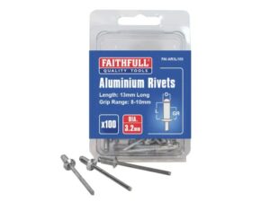 Faithfull Aluminium Rivets 3.2 x 13mm Long x 100
