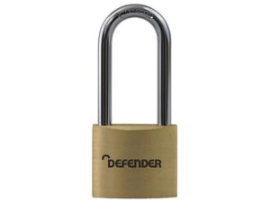 Defender Padlock Long Shackle Brass 40mm