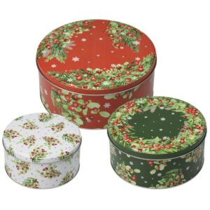 Christmas Cookie Tins Round x 3