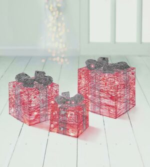 Premier 3 x Red Parcels With Silver Bow