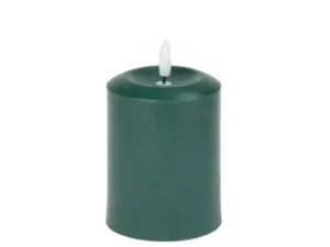 Battery Operated Green Pillar Candle 15cm
