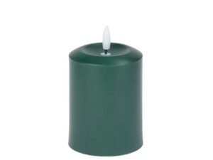 Battery Operated Green Pillar Candle 13cm