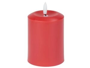 Battery Operated Red Pillar Candle 13cm