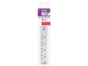 Status 4 Way + USB + Surge Protection 2M Extension Lead