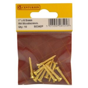 1″ x 6 Slotted Raised Head Woodscrew – Brass – (Pack of 10)