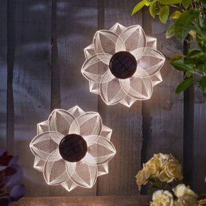 2 x Smart Garden Solar BloomLine Flower LED Fence Wall Art Lights Colour Changing