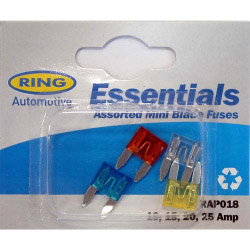 Ring Assorted Mini Blade Fuse 10, 15, 20, 25 Amp