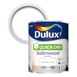 Dulux Quick Dry Satinwood Pure Brilliant White 750ml