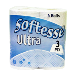Softesse 3 Ply Ultra White Toilet Rolls 4 Pack